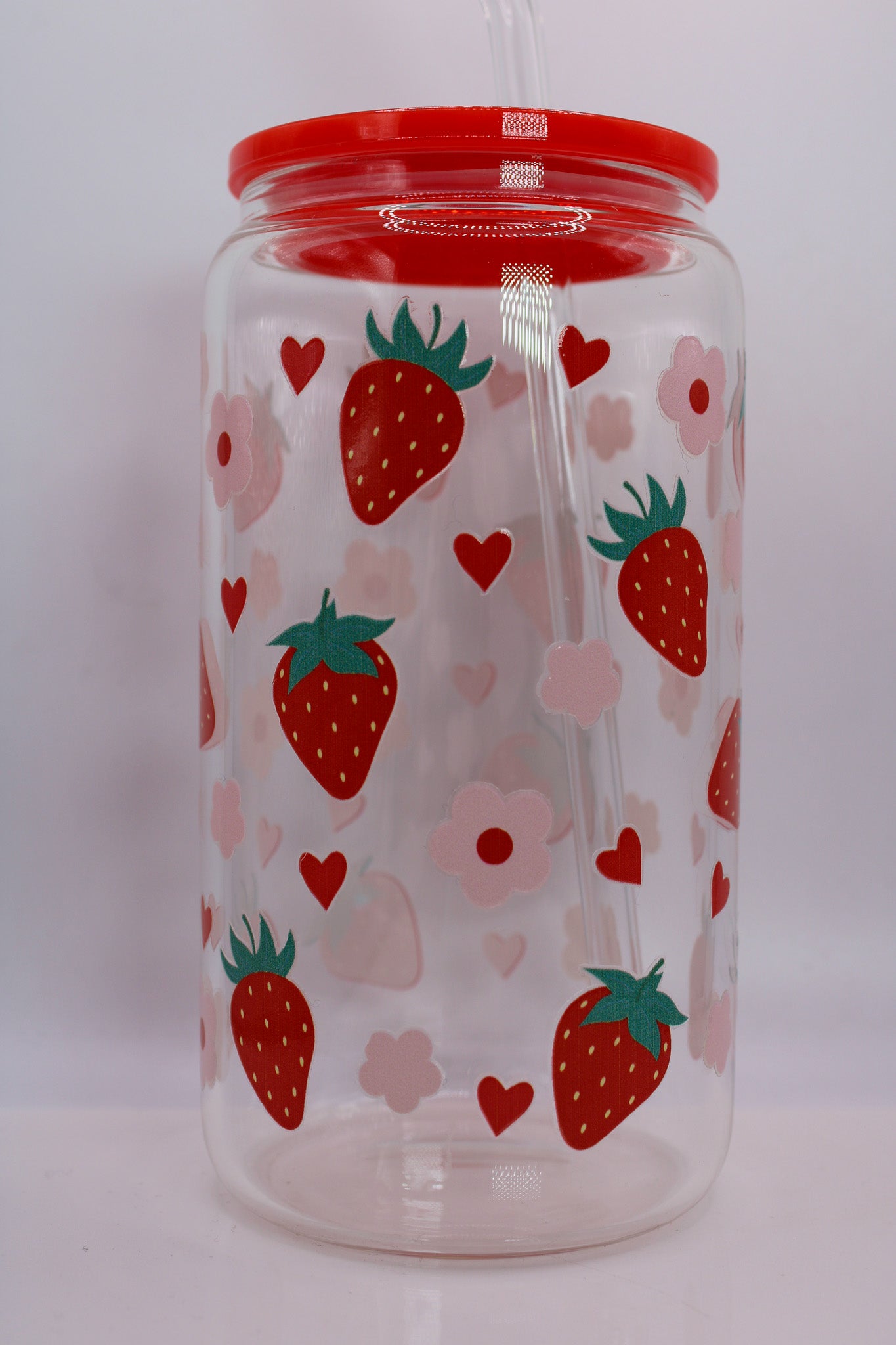 Strawberry Glass Cup 16oz