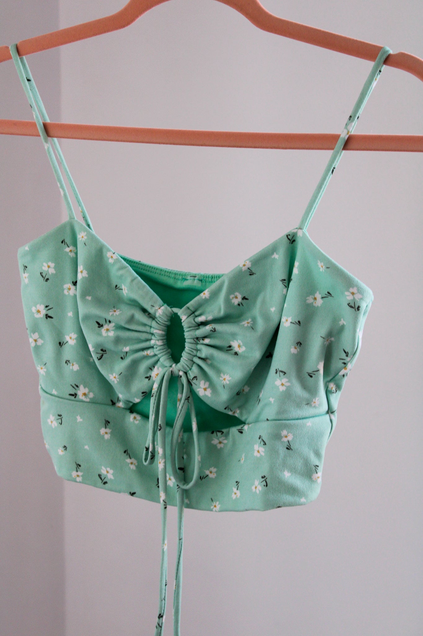 Sage Floral Print Crop Top