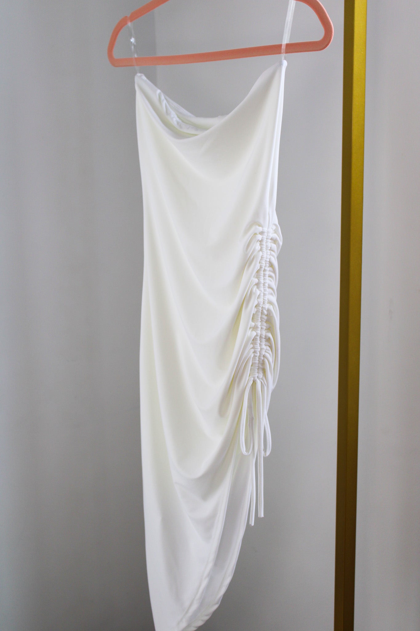 Off White Side Slit Mid Dress