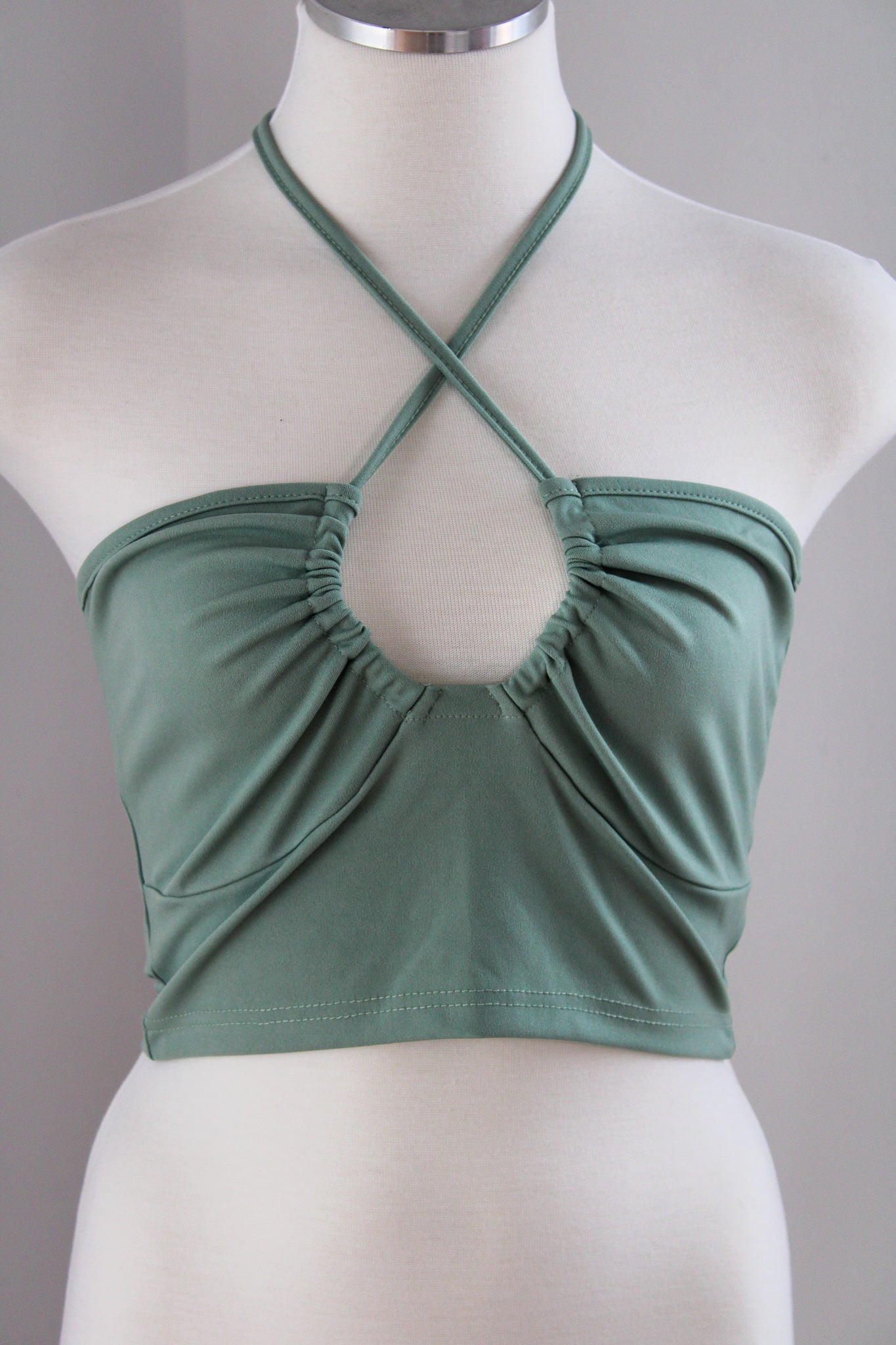 Lace-Up Bow Halter Crop Top