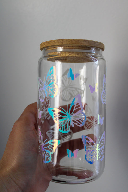 Butterfly Glass Coffee Cup 12oz