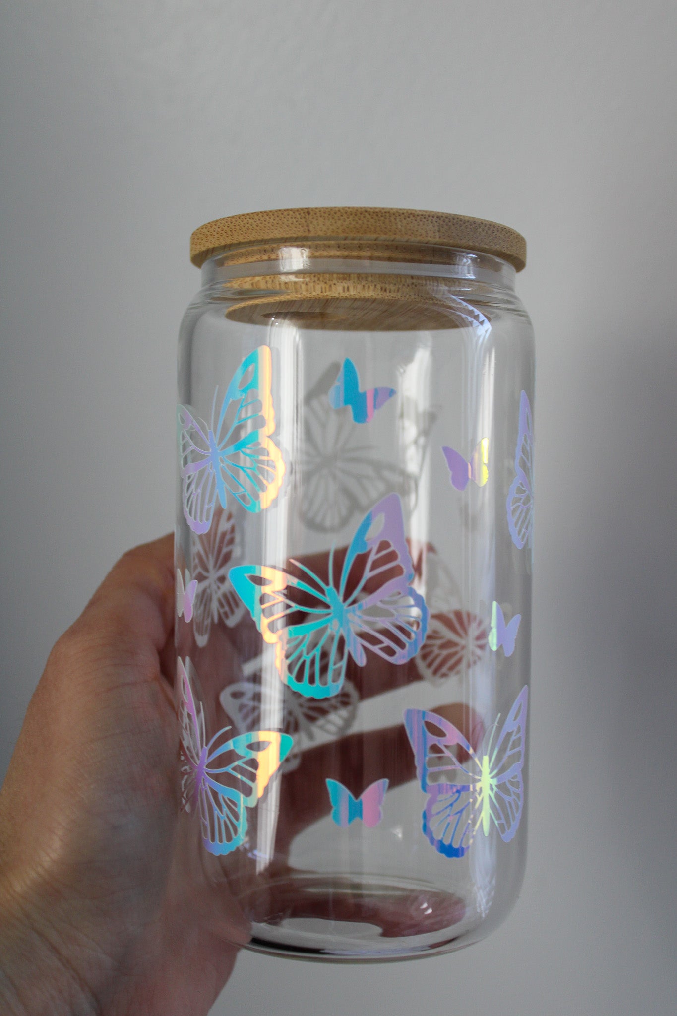 Butterfly Glass Coffee Cup 12oz