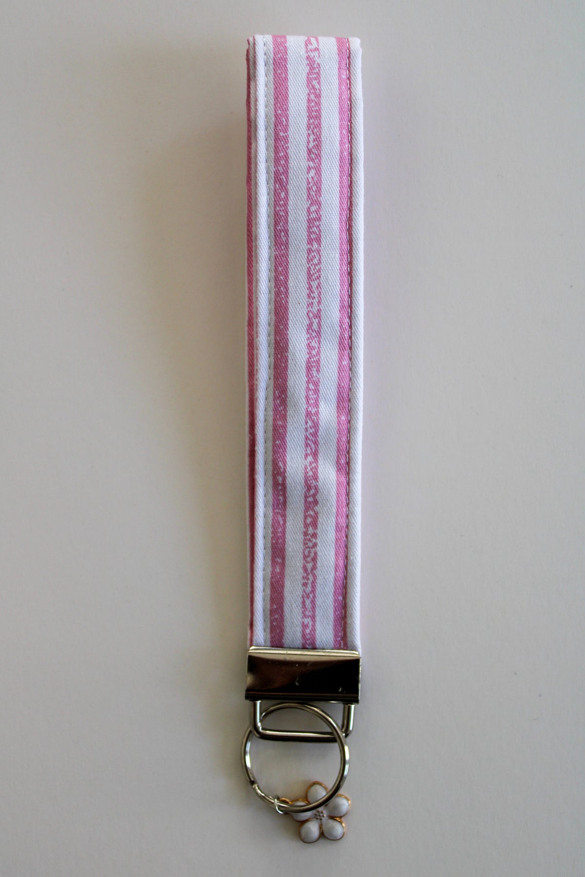 Pink and White Striped Wristlet