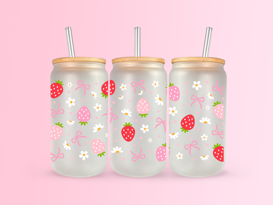 Coquette Strawberry Glass Cup 16oz