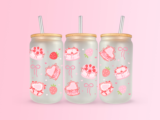 Coquette Cherry Heart Cake 16oz Frosted Cup
