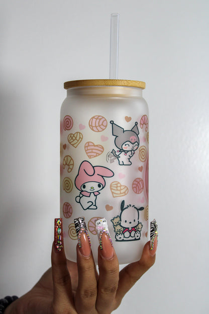 Cafecito Kitty Frosted Glass Coffee Cup 16oz
