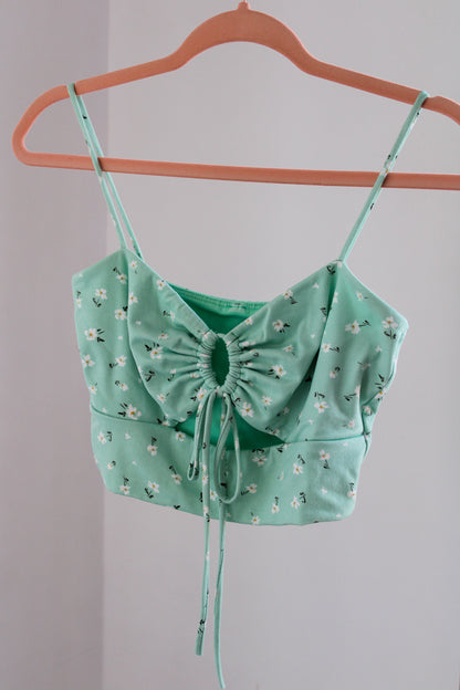 Sage Floral Print Crop Top