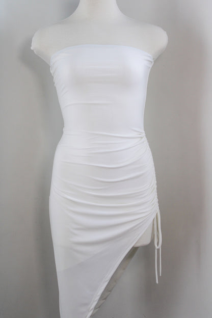 Off White Side Slit Mid Dress