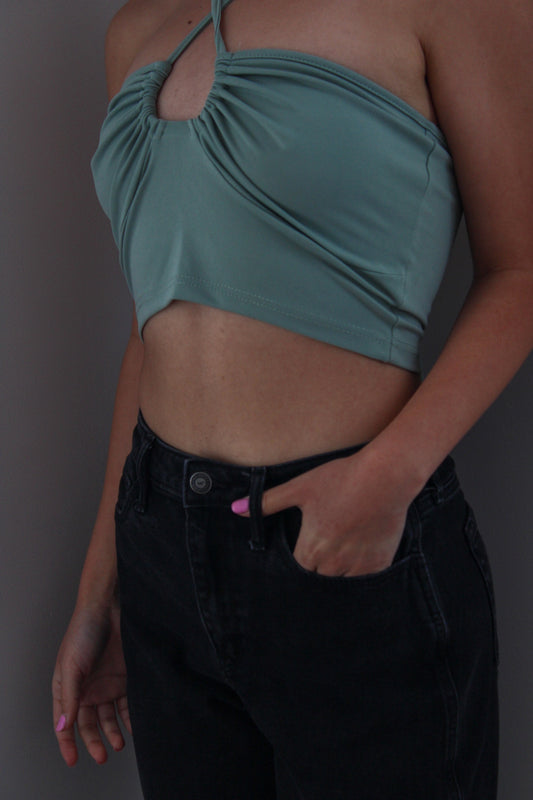 Lace-Up Bow Halter Crop Top