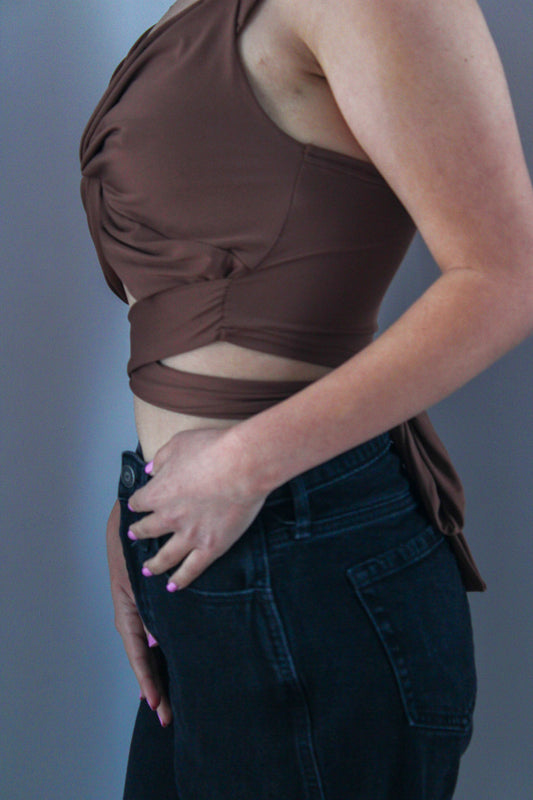 Brown Twist Crop Top
