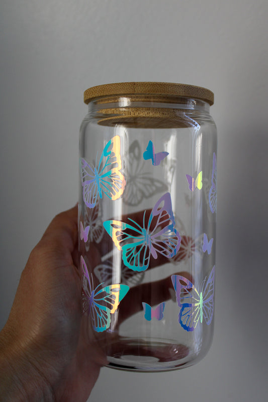 Butterfly Glass Coffee Cup 12oz